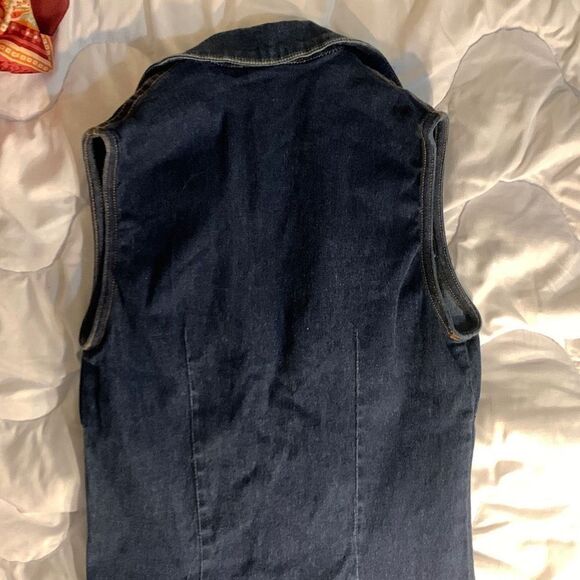 Frankie B Y2K Jumpsuit Dark Wash Denim Zip up Large Inseam 30 inches - Picture 14 of 14